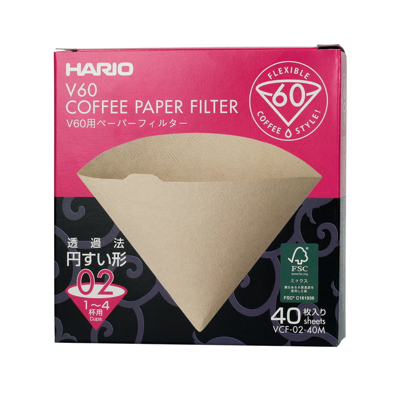 Hario paper filters (unbleached), for v60 02 dripper 100 pieces